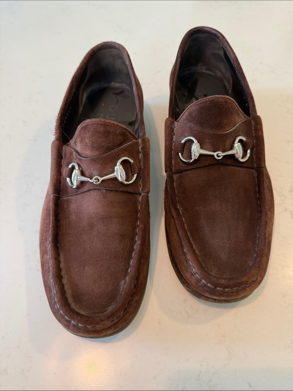 Gucci Mens Classic Brown Suede Horse Bit Loafers - Men